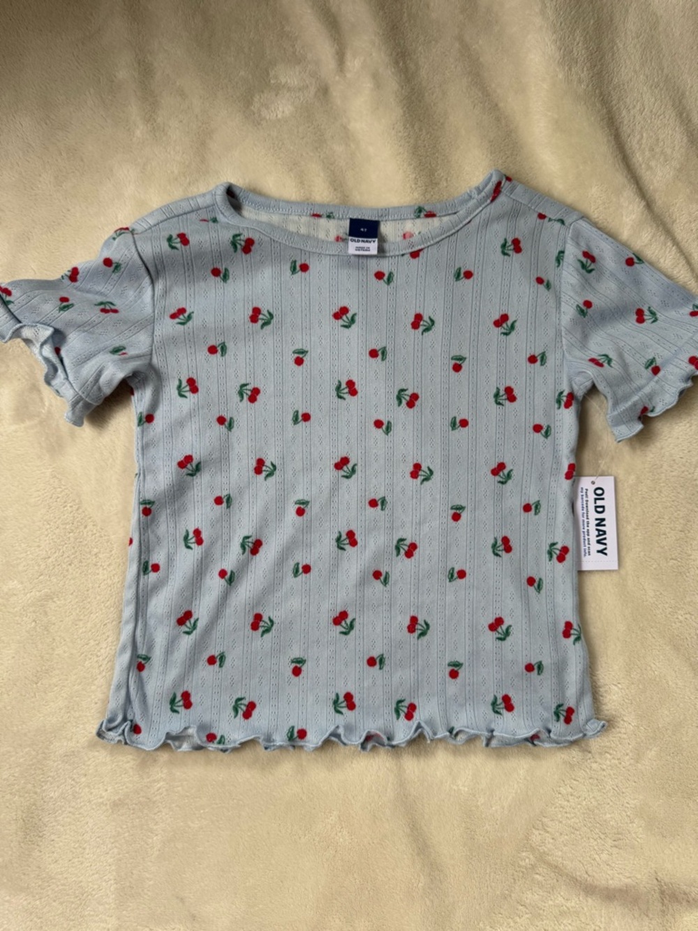 Old Navy Light Blue Cherry Print Girls' Tee